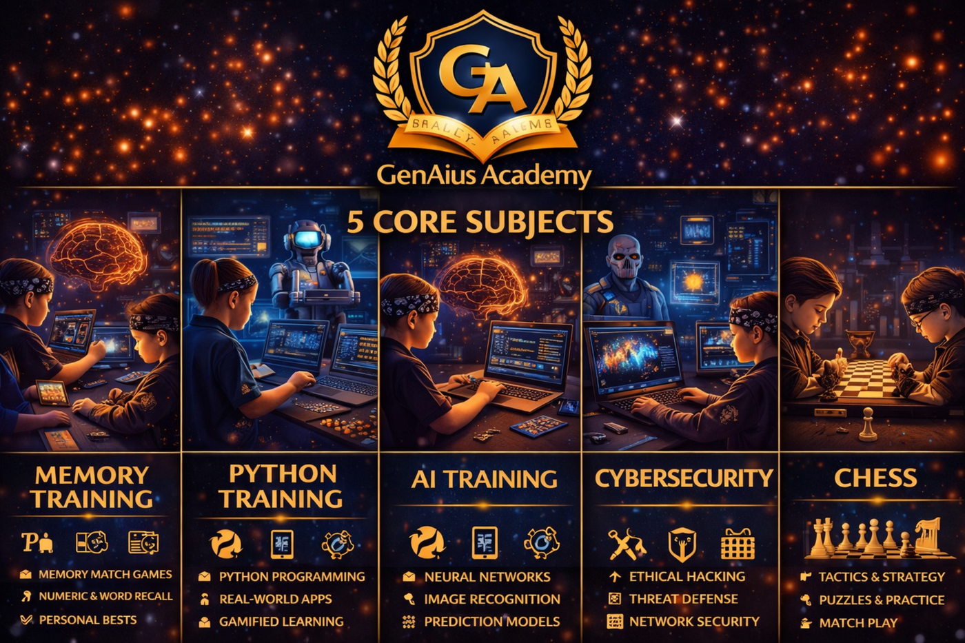GenAius Academy five core subjects